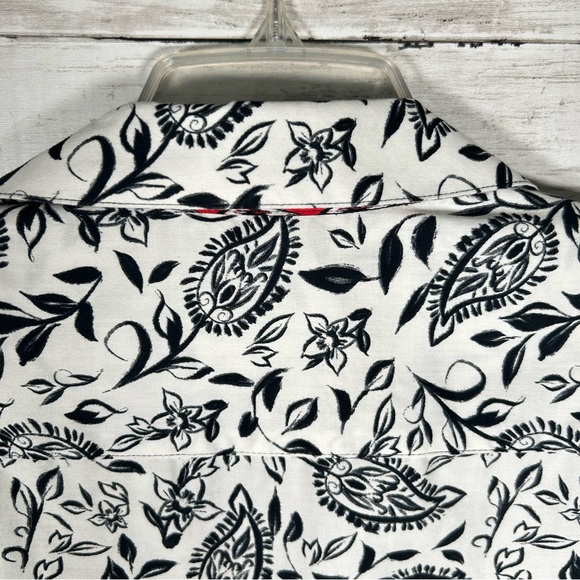 Foxcroft Wrinkle Free Cotton 3/4 Sleeve Tunic White Black Red Blouse Top 10 - Picture 8 of 9